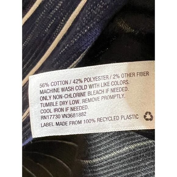 MERONA STRIPED TEXTURED HIGH LOW V-NECK T-SHIRT CASUAL EVERYDAY DRESS SZ. LARGE - Picture 4 of 4